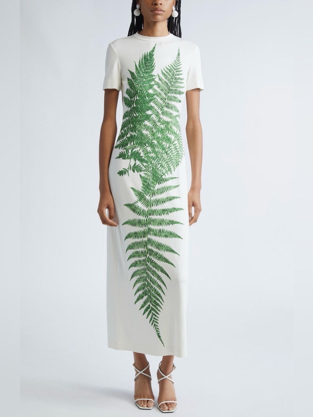 NWT Authentic Oscar de la Renta Placed Fern Print Jersey T-Shirt Dress Size 6